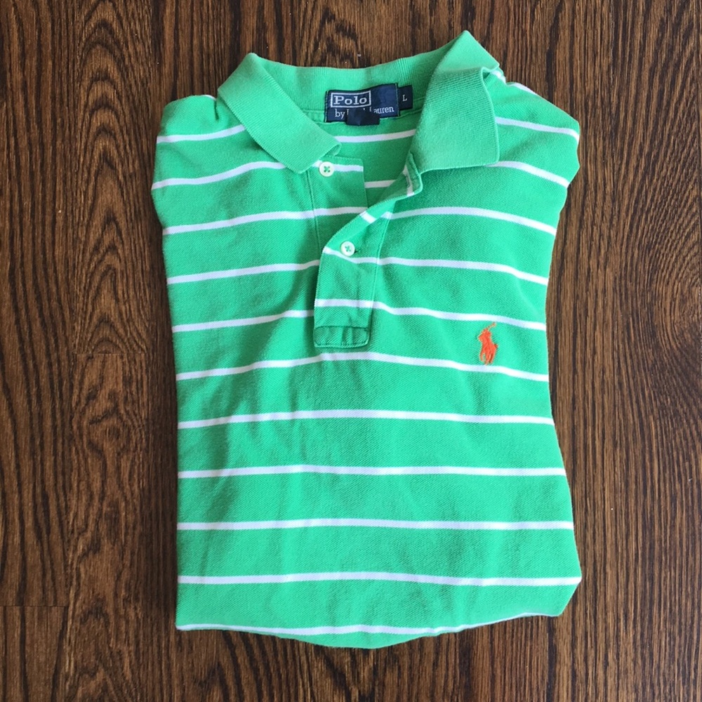 Men’s Polo shirt green white sz XL